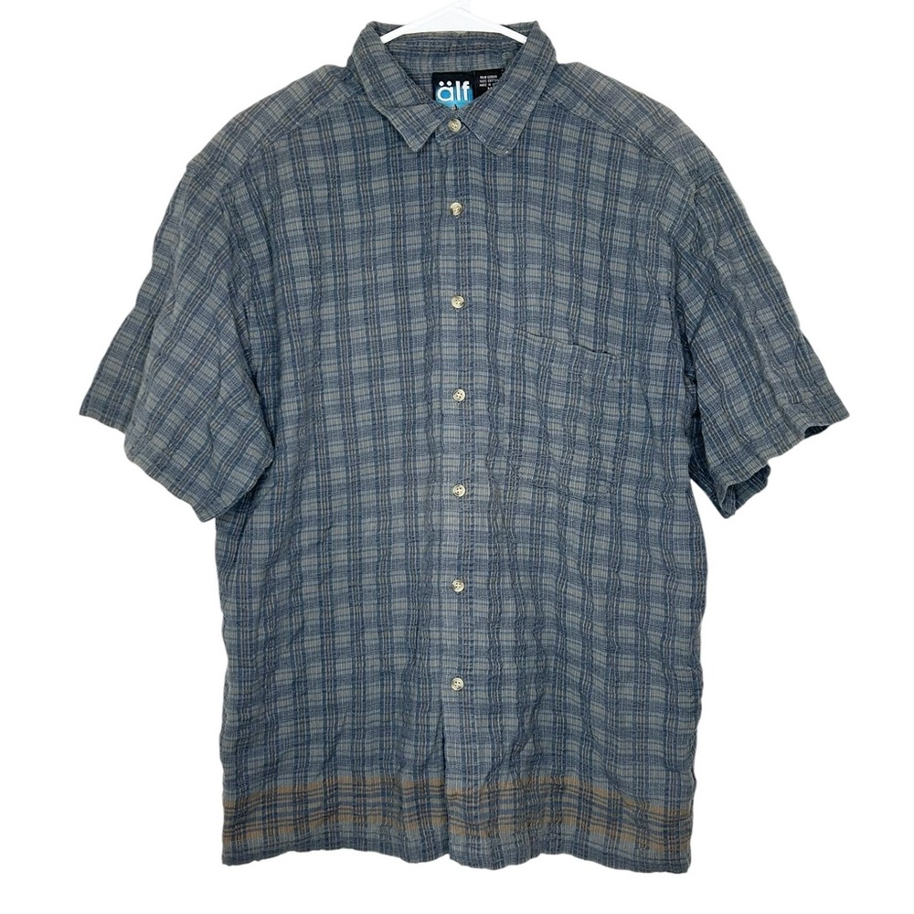 ALF‎ Men’s Blue Button Down Shirt Size Medium Casual Long Sleeve Classic Fit
